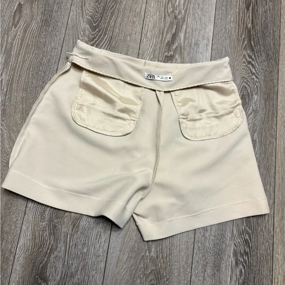 Zara Cream High Waist Women's Shorts - Picture 10 of 11